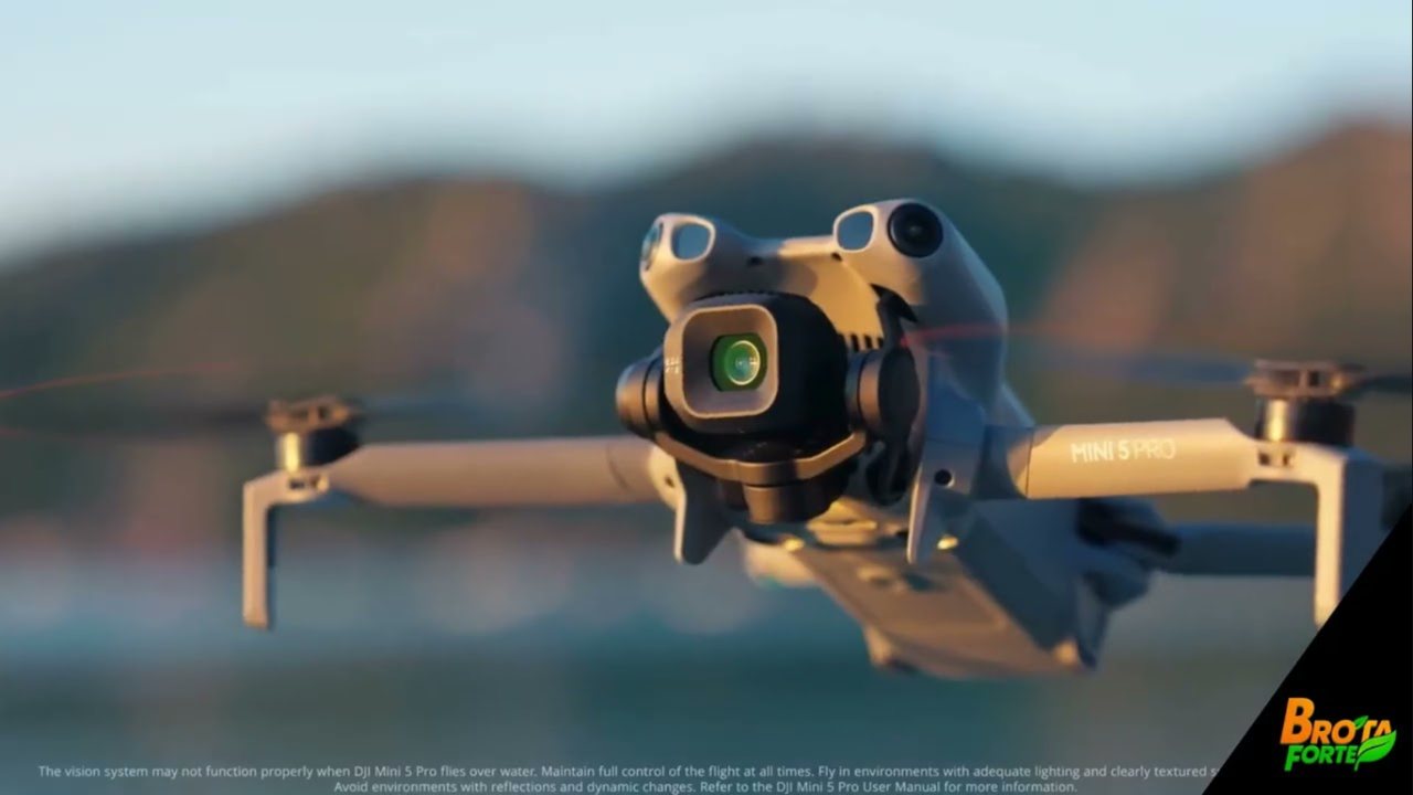 DJI Mini 5 Pro em voo — vídeo da BrotaForte